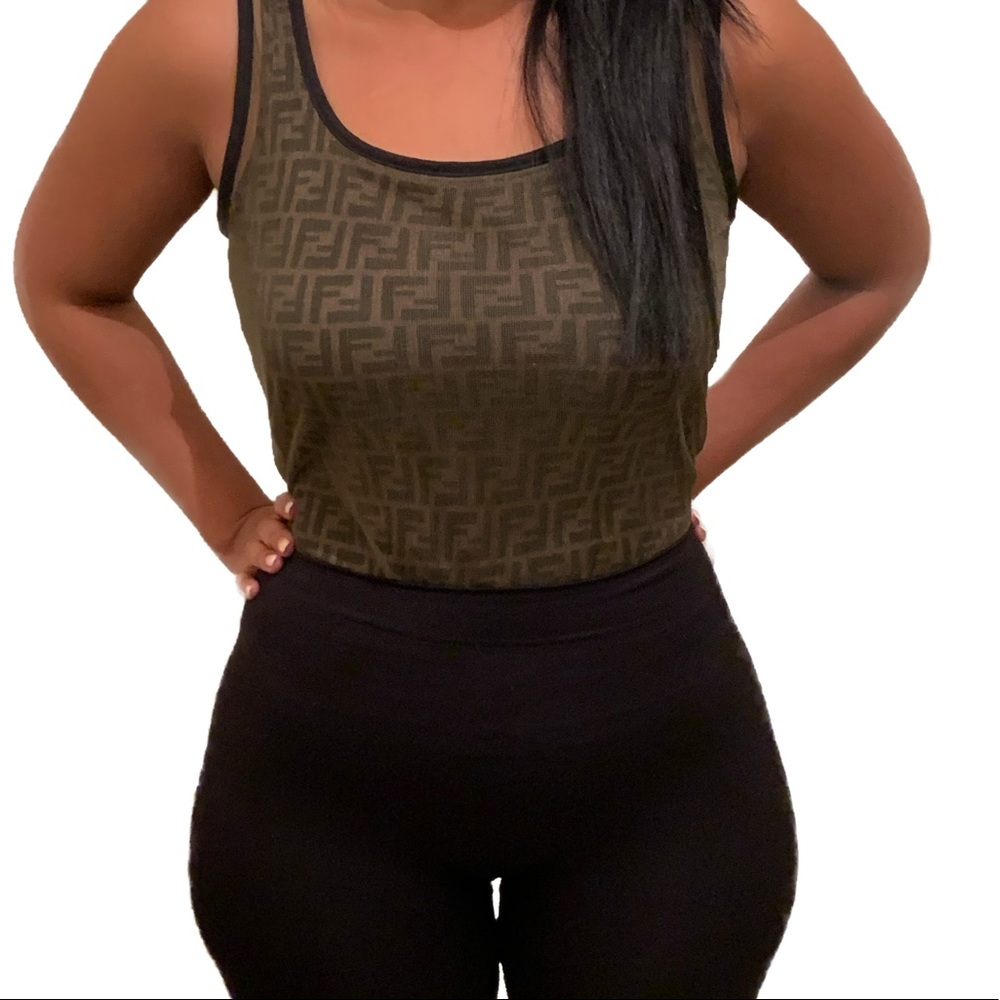 FENDI FF MONOGRAM ZUCCA MESH TANK, SMALL